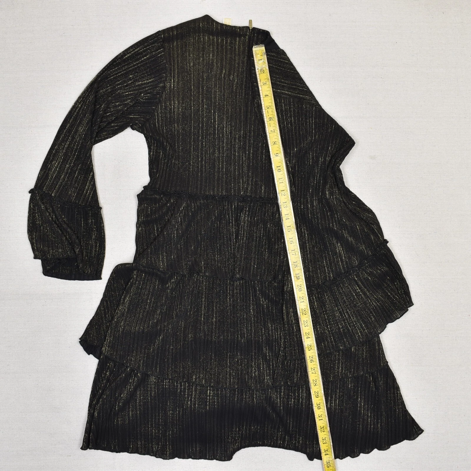 Abito donna Michael Kors aderente e svasato manica lunga poliestere multicolore scintillante L