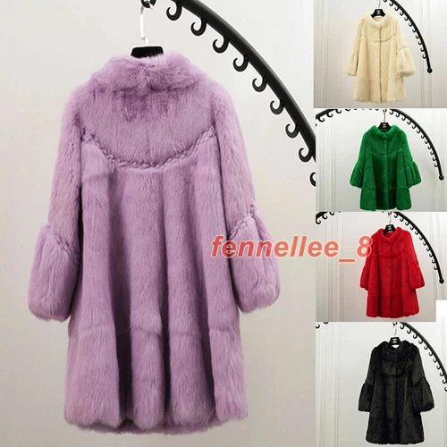 OFF WHITE Giacca donna vera pelliccia di coniglio sciolta manica 3 4 outwear cappotto parka invernale caldo