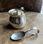 2 pc Vintage Lunt Sterling Silver Baby / Youth Cup & Spoon Model Number 102