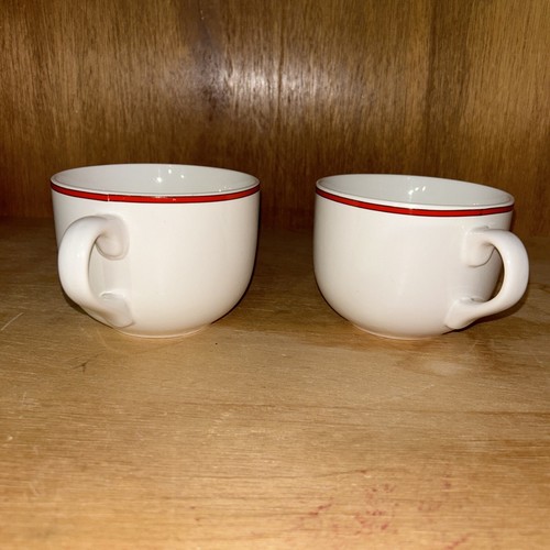 2 White with Red Line Coffee Cup Mug Home Collection JC Penny Cups - Picture 2 of 15