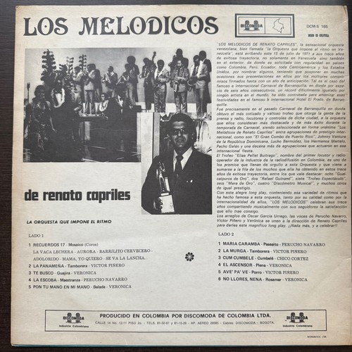 Los Melódicos De Renato Capriles – 1971 GUAJIRA,GUARACHA VENEZUELA EX LP LATIN - Imagen 2 de 5
