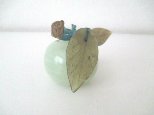 Pale Green Quartz Crystal Apple Agate Leaves Paperweight Home Decor Vtg AZ21 - Picture 4 of 9