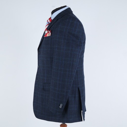 Mens Check Blazer 42R UK Size DIEGO RANIERI Blue Wool Cashmere Sport Coat Jacket - Picture 5 of 14