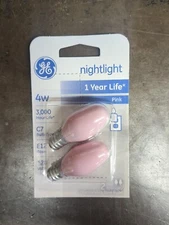 Ge Lighting 26222 4-Watt 14-Lumen C7 Night Light Bulb, Pink, 6 Pack 12 Bulbs 