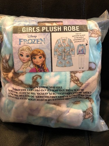 NWT~ Girls Size 8 Disney Frozen Elsa Fleece Robe Plush Belted Sleepwear Robe - Picture 2 of 5