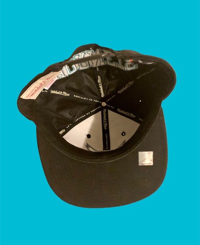 Mitchell Ness NBA Charlotte Hornets logo Snapback Hat Stitched Black adjust Teal - Picture 6 of 10