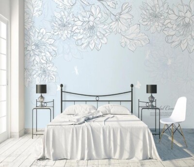 3D Light Blue Branch ZHUA26218 Wallpaper Wall Murals Removable Self-adhesive Ann