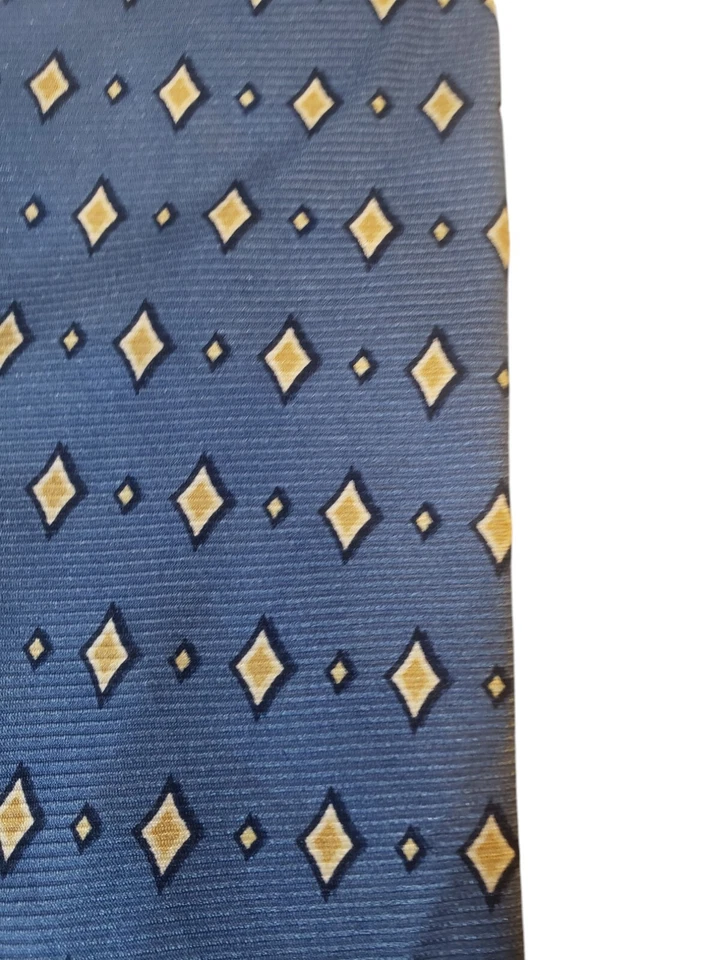 Corbata Woodward Para Hombres Pre-Amada Lujo Azul Amarillo Traje Geométrico Informal Foto 2 de 4