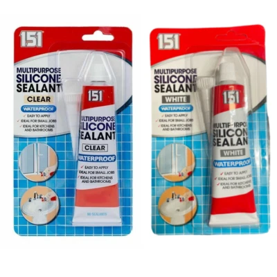 151 Tubo sigillante in silicone chiaro e bianco per bagno e cucina 70 g