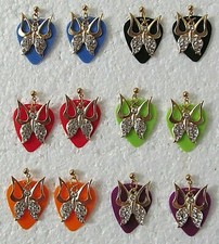 Gold Butterfly Rhinestone Stud Earrings 6 Beautiful Color Accents U-Pick 