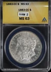 1883-CC $1 Morgan Silver Dollar ANACS MS 63 | Uncirculated UNC VAM 2