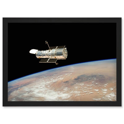 Hubble's Final Release Over Earth By Space Shuttle Atlantis Crew Framed Art A4