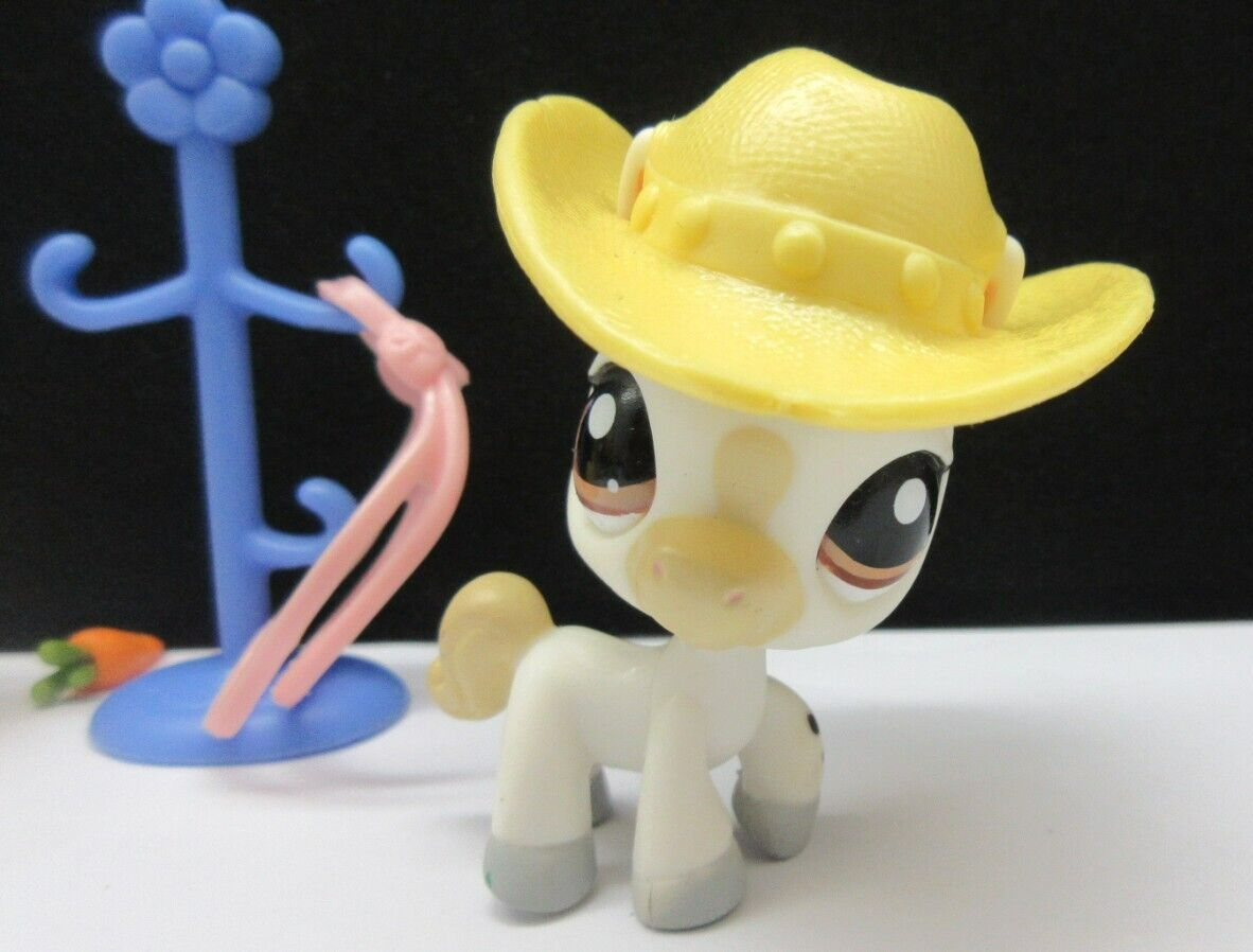 PONY LITTLEST PET SHOP #1709 MACCHIE GRIGIE CREMA CAVALLO BLU NASTRO CAPPELLO BRIGLIA TROFEO