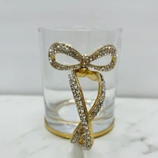 Christmas Glass Coffee Cup Tea Rhinestone Gold Bow Cocktail SHIPS PRIORITY
