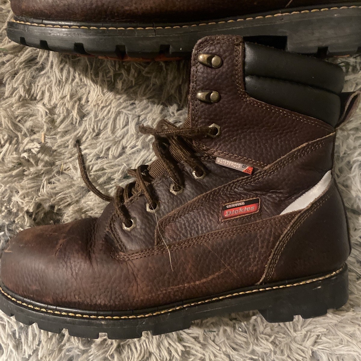 Dickies Mens Size 11 Leather Work Boots Black Lace Up Water Proof Workwear Dickies Work Boots Mens 13 Wide Tractus Steel Toe Cap  main image 3
