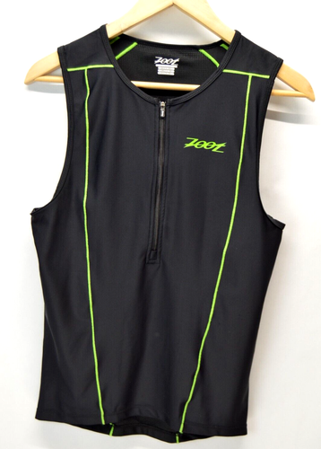 Zoot Cycling Jersey Tank Top Womens L Full Zip Black Activewear Tech Shirt Bike