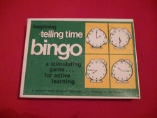 BEGINNING TELLING TIME BINGO 1977 GAME TEACHER CLASSROOM TEACHING EXCELLENT.