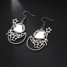 Star Moon Astronaut Pendant Earrings Geometry Stainless Steel Hook Earrings