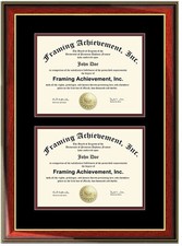 Double University Diploma Frame Dual Certificate College Document Mahogany Gold