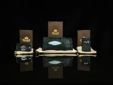 Brizard  "Show Band" 3 Cigar Case, Cutter and Lighter Combo - Stingray Black USA