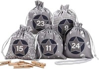 Adventskalender Weihnachtskalender 24 StoffsäCkchen Grau Selbst BefüLlen