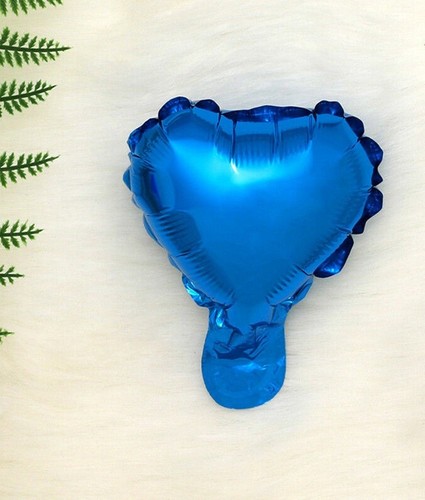 5 inch Heart Foil Balloon BLUE set of 5 Mini Heart Shaped Balloons Party Decor* - Picture 2 of 12