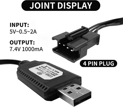 2 Piezas 7.4V USB Cargador Cable, 7.4V LiPo Battery Charger, Conector SM-4P Plug, Cargador Batería RC LiPo 2S, Cable Carga para Coches Drones Barcos Aviones Teledirigidos, Cable Compacto con LED 2 Piezas 7.4V USB Cargador Cable, 7.4V LiPo Battery Charger, Conector SM-4P Plug, Cargador Batería RC LiPo 2S, Cable Carga para Coches Drones Barcos Aviones Teledirigidos, Cable Compacto con LED