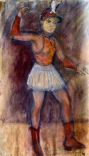 Acquerello Ritratto Donna Circo Varietà Mange F.M.Z. Monogramma Metà Secolo #8