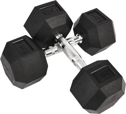 Hex Dumbbells Rubber Weight Set Home Gym Tricep Hexagonal Ergo Fitness Training - Picture 18 of 49