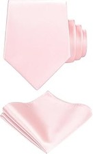 TIE G Solid Satin Woven dyed Color Formal Black Necktie and Pocket Square Sets i