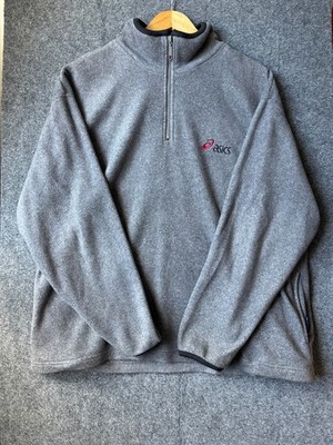 Asics Herren Medium Fleece Oversized Sherpa 1/4 Zip Taschen Grau Logo Activewear