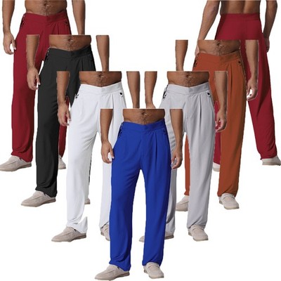 Men Dancewear Competition Pants Pockets Trousers Yoga Latin Tango Modern Rumba