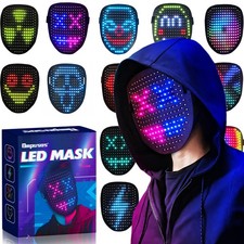 LED Mask Gesture Sensing Light up Cool Kids Toys Gifts for Large, Black