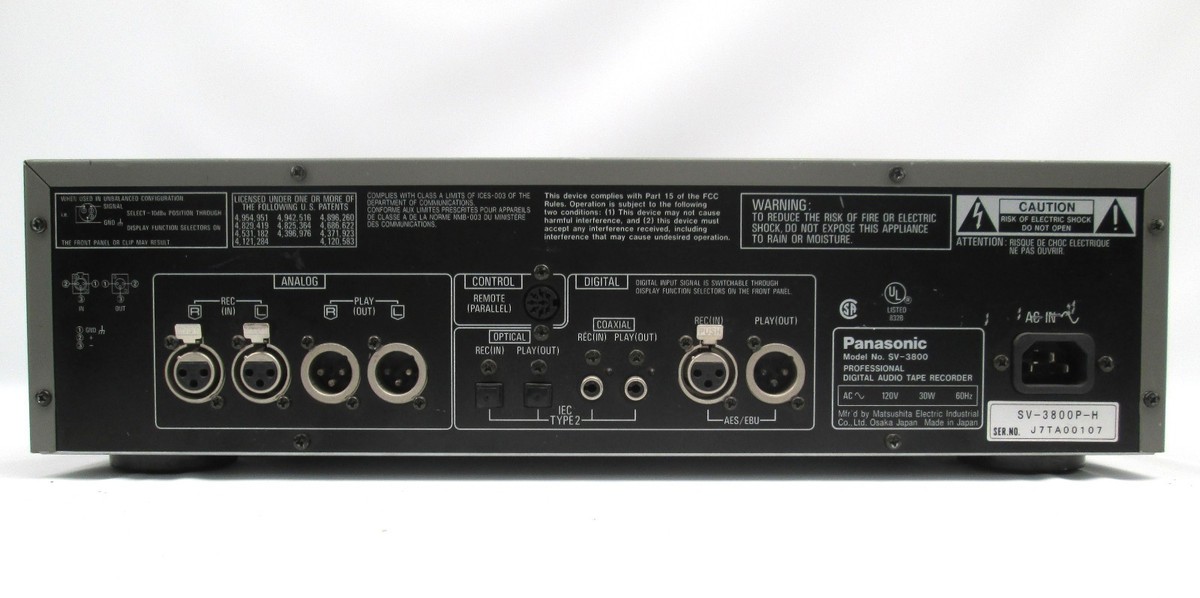 Panasonic SV-3800 DAT Deck Digital Audio Tape Recorder FULLY