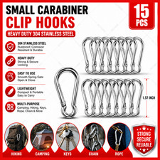 15 Pcs 304 Stainless Steel Carabiners Spring Snap Hooks Heavy Duty Keychain Clip