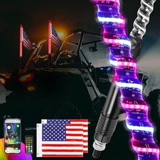 2FT Spiral COB LED Whip Lights with Remote and APP Control, 300 2ft 2pcs
