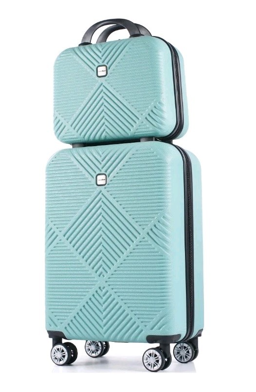 Set Hardside Spinner Wheels Carry On Suitcase Light Blue