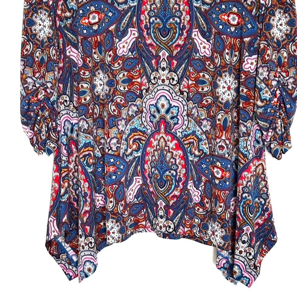 Túnica Grace Elements para mujer boho cachemira manga 3/4 dobladillo asimétrico camisa top Foto 4 de 4