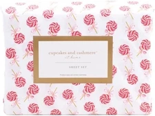 Christmas KING Sheet Set Holiday peppermint lollipops Cupcakes and Cashmere NEW