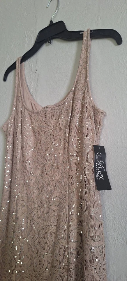 Alex вечера размер 6 длинный Aline куртка коричневый блестки мать невесты платье - Изображение 4 из 4