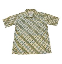 Jantzen Polo Shirt Polyester Disco Vintage 79s Twisted Rope Pattern Men s L