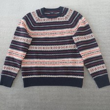 J.Crew Lambswool Fair Isle Sweater Mens M Blue Crewneck Casual Stretch Ski Aspen