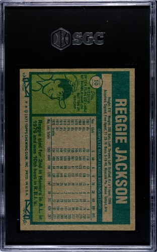 Reggie Jackson 1977 Topps CARD#10 Yankees HOF SGC 5 EX - Picture 2 of 2