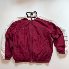 Vintage 90s Nike Grey Tag Track Jacket Windbreaker Medium M Red White Taiwan