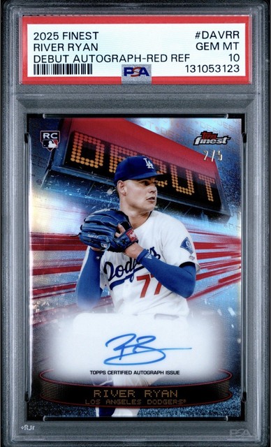 2025 Topps Finest Debut Red Refractor River Ryan RC Rookie AUTO 2/5 PSA 10