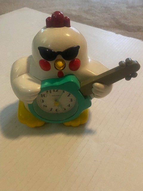RHYTHM Rock & Roll Singing Chicken Guitar Alarm Clock Japan Rooster