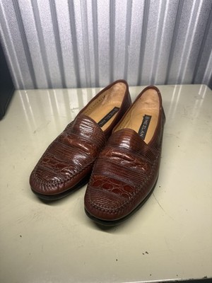 MEZLAN Miguel Genuine Lizard Loafers Men's 10 Exotic Dress Shoes Brown Spain
