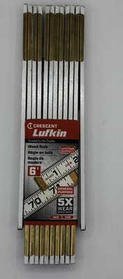 Lufkin 066 USA 6ft Wood Folding Rule Red End Locking Brass Joints NEW