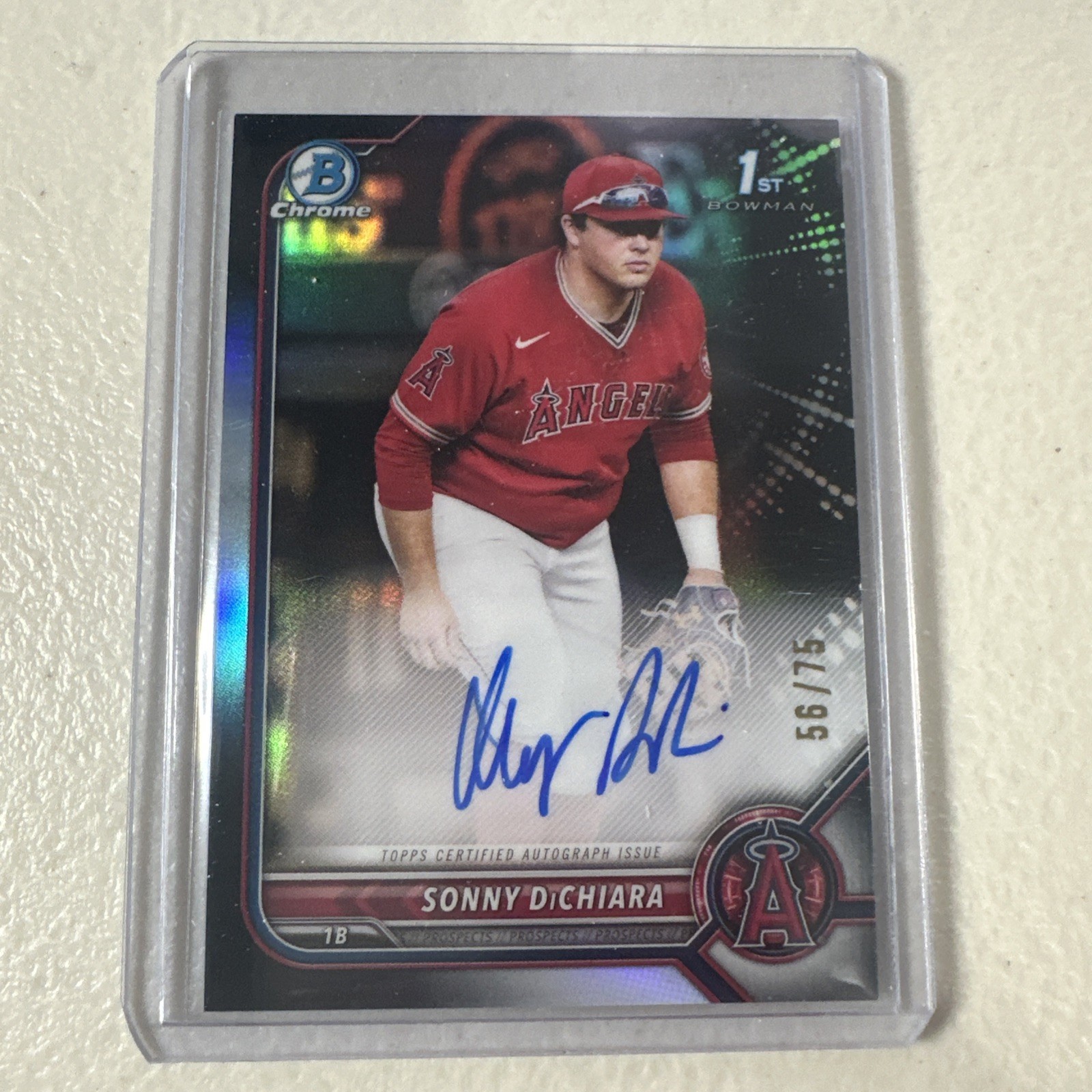 2022 Bowman Chrome Sonny DiChiara Black Refractor Auto 56/75 1st