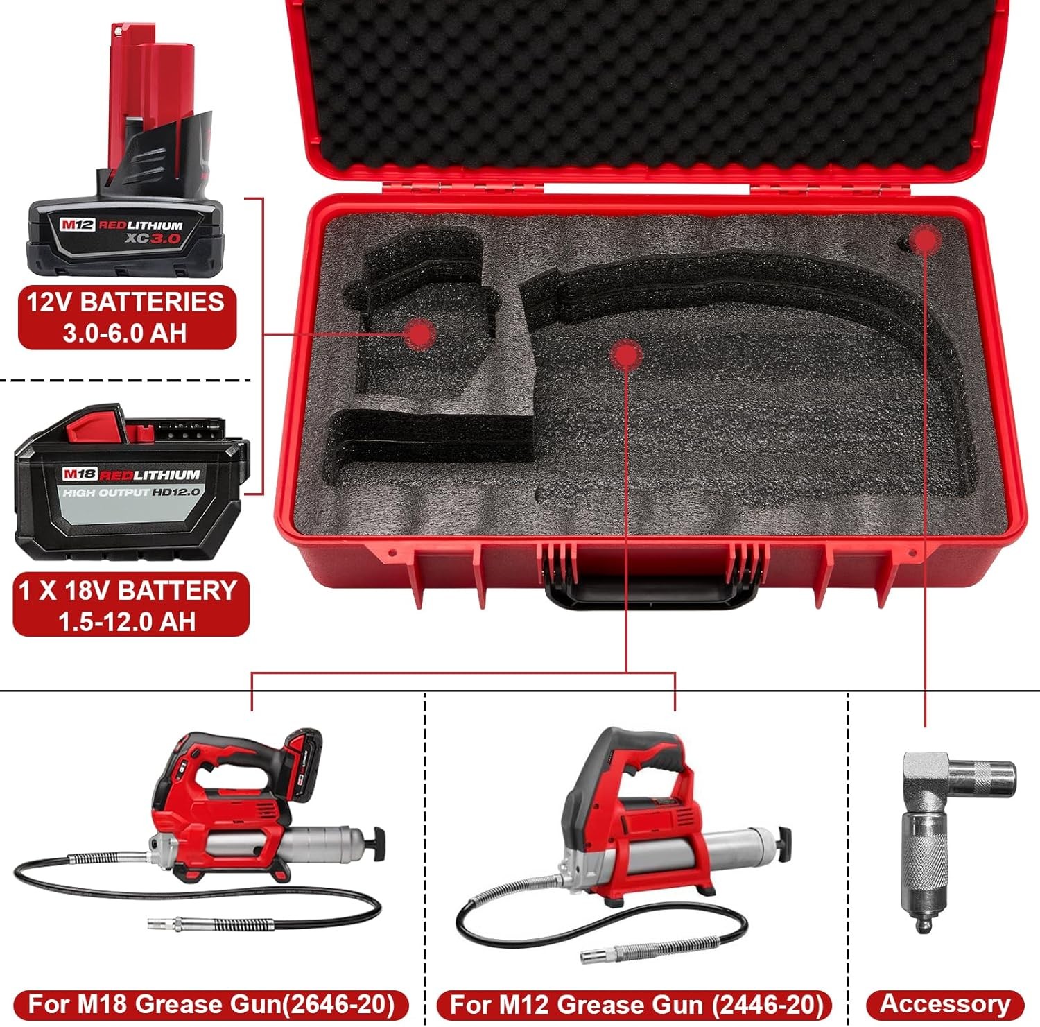 Hard Shell Case for Milwaukee Grease Gun | Fits M18(2646-20) /... 
